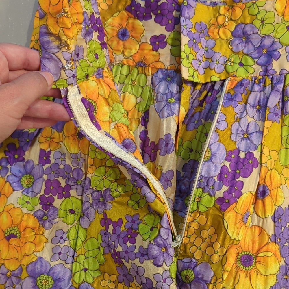 Vintage 70s‎ Floral Maxi Skirt Handmade 13" Waist - Picture 7 of 10